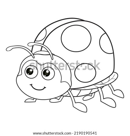 coloring pages or books for kids. cute ladybug cartoon. black and white