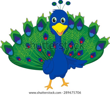 Cute Peacock Cartoon Stock Vector Illustration 289675706 : Shutterstock