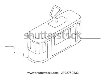 A tram driving up the top view. Tram one-line drawing