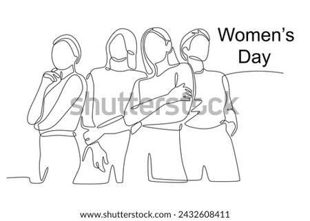 First International Women's Day. Women day one-line drawing