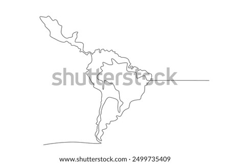 Map of latin america. Latin america concept one-line drawing