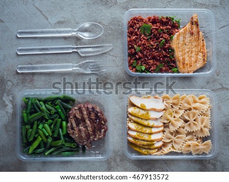 Similar – Image, Stock Photo Green pasta in plastic packing on dark kitchen table with kale and other ingredients. Top view