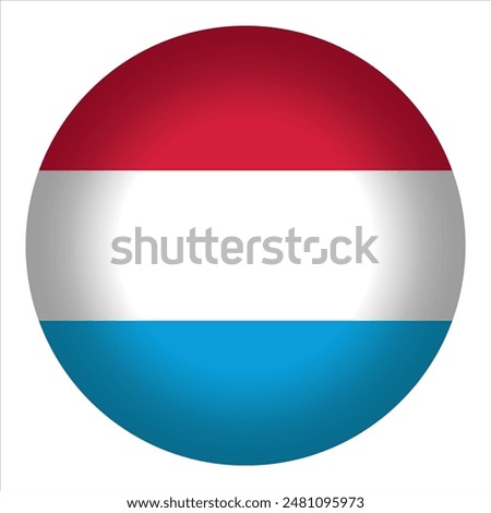 Round Luxembourg flag icon, vector illustration. Isolated 3D Luxembourg flag button.