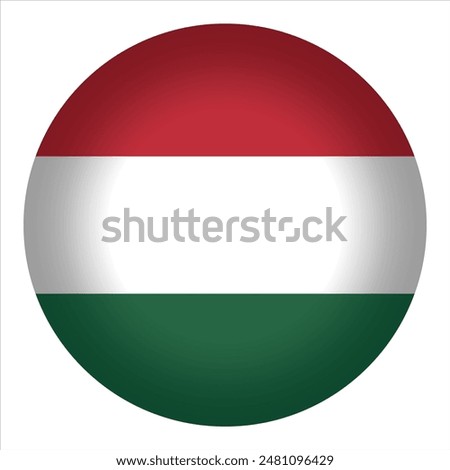 Round Hungarian flag icon, vector illustration. Isolated 3D Hungary flag button.