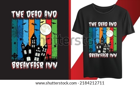 The dead and breakfasr inn. Halloween t Shirt Design, Vector Graphic, illustration. High quality vector t-shirt design. Horns head devil t-shirt design.