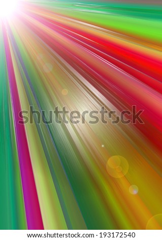 Abstract bright background with divergent colorful rays of glowing  angle