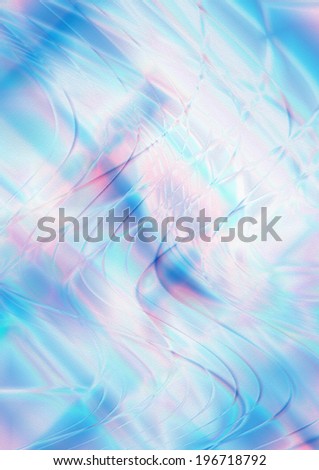 Light blue wavy background covered wavy thin iridescent lines