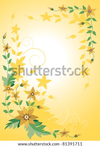 Corner of the yellow flowers on the yellow background. Banner.