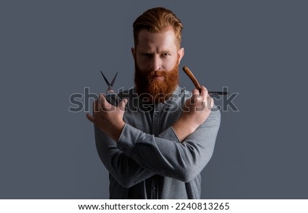 Similar – Image, Stock Photo Portrait of a barber and his customer