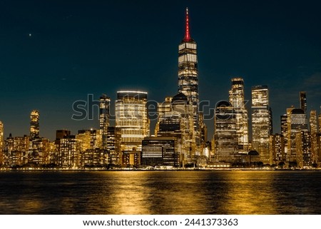Similar – Image, Stock Photo Skyline at night Night