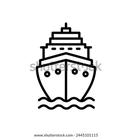 cruise ship icon vector in line style