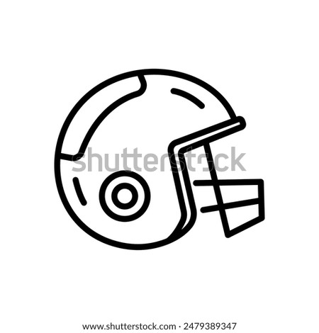 rugby helmet, line icon, isolated background