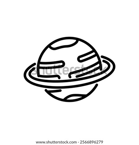 ringed planet icon vector, line style icon