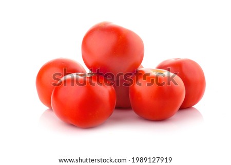 Tomatoes isolated on white. Tomato with drops. Full depth of field. Fresh Tomato, Juicy  Rounded Tomato, 6 Pcs Tomatoes