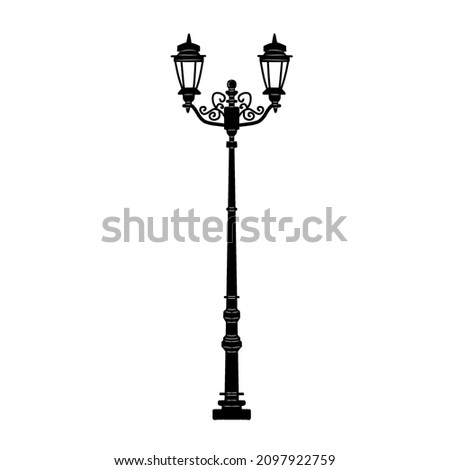 Modern street luminous lantern isolated on white background. Street lamp icon. 