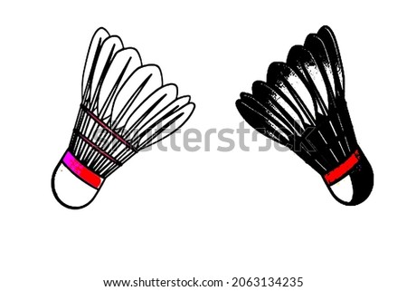 Shuttlecock white and black color vector illustration
