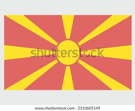 National Macedonia flag, official colors and proportion correctly. National Macedonia flag. Vector illustration.