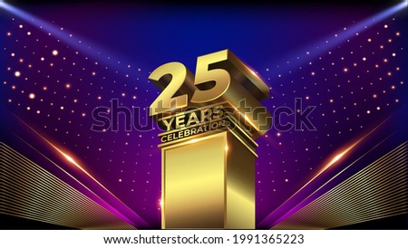 25 years Jubilee Blue Pink Golden Shimmer Awards Graphics Background Celebration. Entertainment Spot Light Hollywood Template  Luxury Premium Corporate Abstract Design Template Banner Certificate Foto d'archivio © 