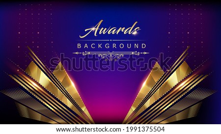 Blue Pink Golden Shimmer Awards Graphics Background Polygon Celebration Entertainment Light Stripe Template Frame Line Luxury Premium Corporate Abstract Design Template Banner Certificate