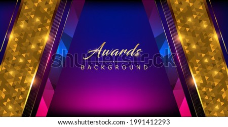 Blue Pink Golden Shimmer Awards Graphics Background Polygon Triangle Celebration Entertainment Light Stripe Template Frame Line Luxury Premium Corporate Abstract Design Template Banner Certificate