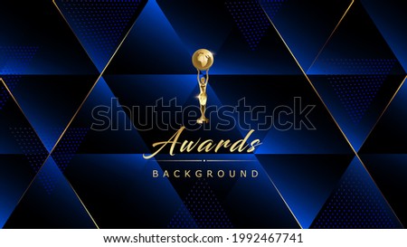 Dark Blue Royal Awards Graphics Background Golden Lines Polygon Triangle Elegant Shine Modern Blended Template Dots Luxury Premium Corporate Abstract Design Template Banner Certificate Dynamic Shape