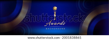 Dark Blue Golden Royal Awards Graphics Background Lines Circle Round Ring Elegant Shine Modern Blended Template  Luxury Premium Corporate Abstract Design Template Banner Certificate Dynamic Shape Foto d'archivio © 