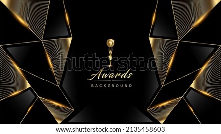 Black Golden Polygonal Edge Triangle Corner. Royal Awards Graphics Background. Glowing Lines Elegant Shine Modern Template. Luxury Premium Corporate Template. Triangle shape Abstract Certificate  Imagine de stoc © 