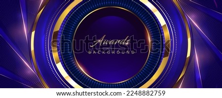 Blue and Golden Color Round Ring Circle Award Background. Luxury Background Graphics. Modern Abstract Template. Expensive Looking Amazing Look. Golden Gradient Tunnel Hud Motion Look Design. 