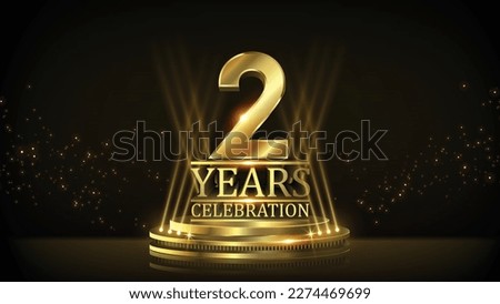 2 years Celebration Golden Jubilee Award Graphics Background. Entertainment Spot Light Hollywood Template  Luxury Premium Corporate Abstract Design Template Banner Certificate. 