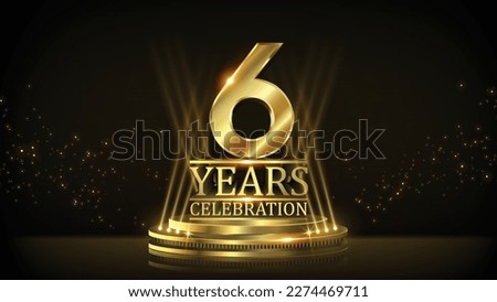 6 years Celebration Golden Jubilee Award Graphics Background. Entertainment Spot Light Hollywood Template  Luxury Premium Corporate Abstract Design Template Banner Certificate. 