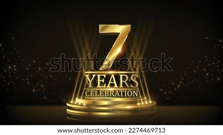 7 years Celebration Golden Jubilee Award Graphics Background. Entertainment Spot Light Hollywood Template  Luxury Premium Corporate Abstract Design Template Banner Certificate. 