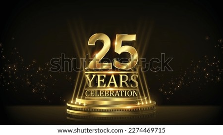 25 years Celebration Golden Jubilee Award Graphics Background. Entertainment Spot Light Hollywood Template  Luxury Premium Corporate Abstract Design Template Banner Certificate. 
