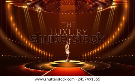 Modern Stage Luxury Award Background. Premium Looking Graphic Template. Royal Look and Feel Banner. Elegant Anniversary Artwork. Elite Event Backdrop. Grand Celebration Invitation Card.