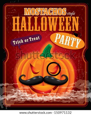 Vintage halloween mostachos style poster design