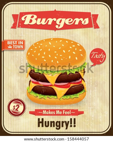 Vintage burger poster design