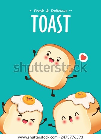 Vintage food poster design with toast character.