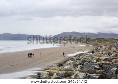 Killarney, Ireland - August 24, 2014: Beach on the Atlantic Ocean. Ring of Kerry in Ireland