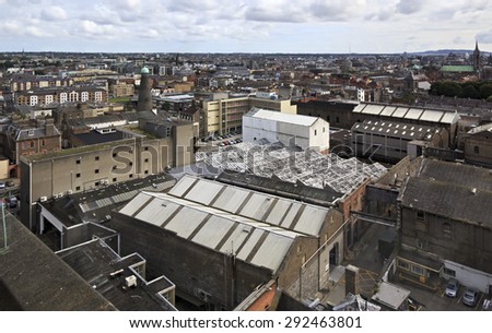 Dublin, Ireland - August 20, 2014: Dublin from the observation deck of Guinness Storehouse