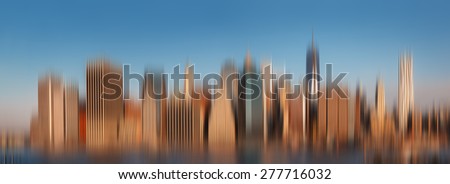 Blurred city background. Manhattan. Morning New York City skyline panorama