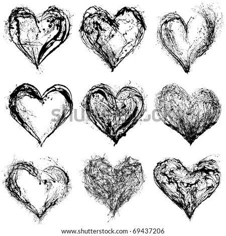 Abstract Valentine'S Black Hearts On White Background Stock Photo ...