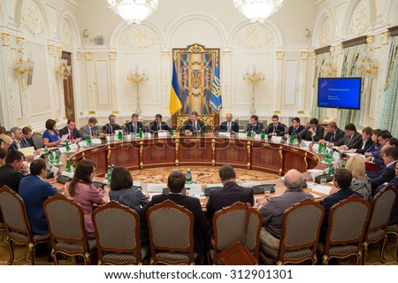 KIEV, UKRAINE - Sep 03, 2015: President of Ukraine Petro Poroshenko during a meeting of the National Council of the reforms in Kiev