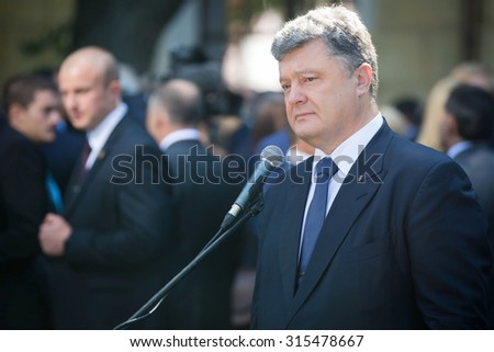 KIEV; UKRAINE - Sep 11; 2015: President of Ukraine Petro Poroshenko at the 12th Annual Meeting of Yalta European Strategy (YES)