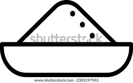 Vector illustration of a bowl with a mountain of salt or sugar. Ingredient stack symbol.