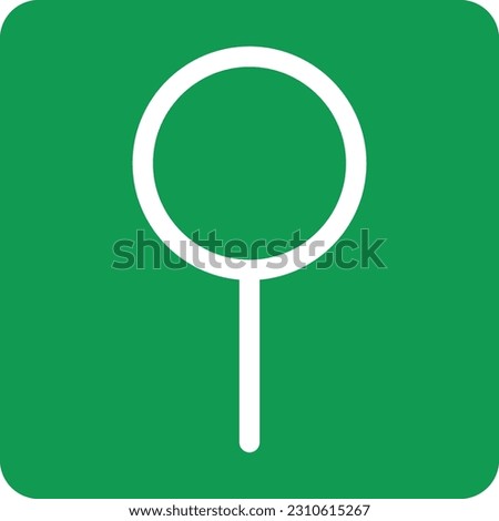 Simple line icon vector illustration in a green square. Icon of a garden tree. Location pin icon.