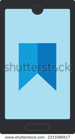 Vector illustration of a mobile smart phone with a marker symbol. Website bookmark. Save items on the phone.