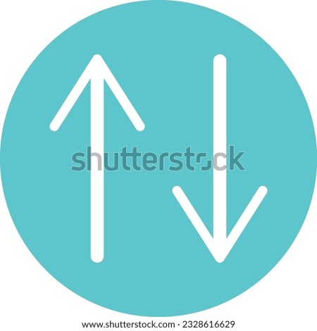 Vector illustration of round icon of two arrows in the opposite direction. Symbol of internet data speed, information exchange or conversion.