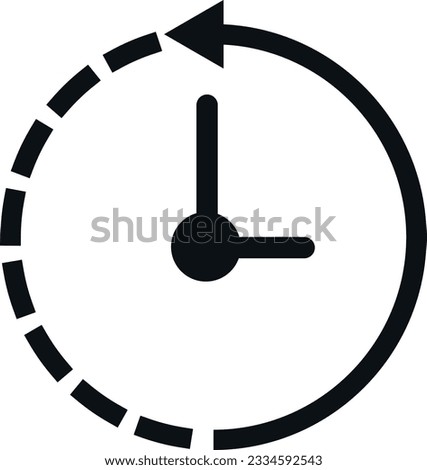 Vector illustration of cloud of clock icon. Counterclockwise direction. Back time.