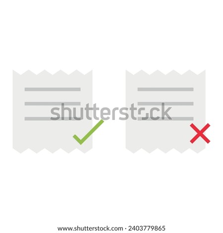 Two receipt icons; one approved with a green check mark, the other declined with a red cross.