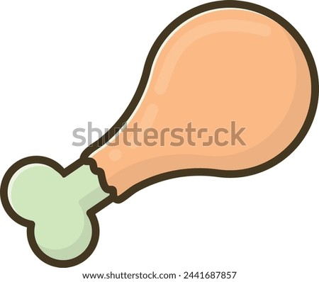 Illustration of a cartoon-style chicken drumstick, showcasing a brown, crispy skin and a bone end.