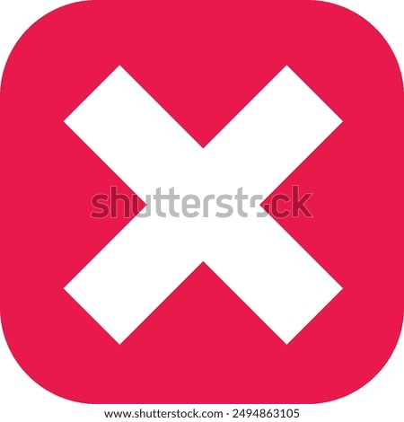 Red square with a white X, symbolizing error or denial.